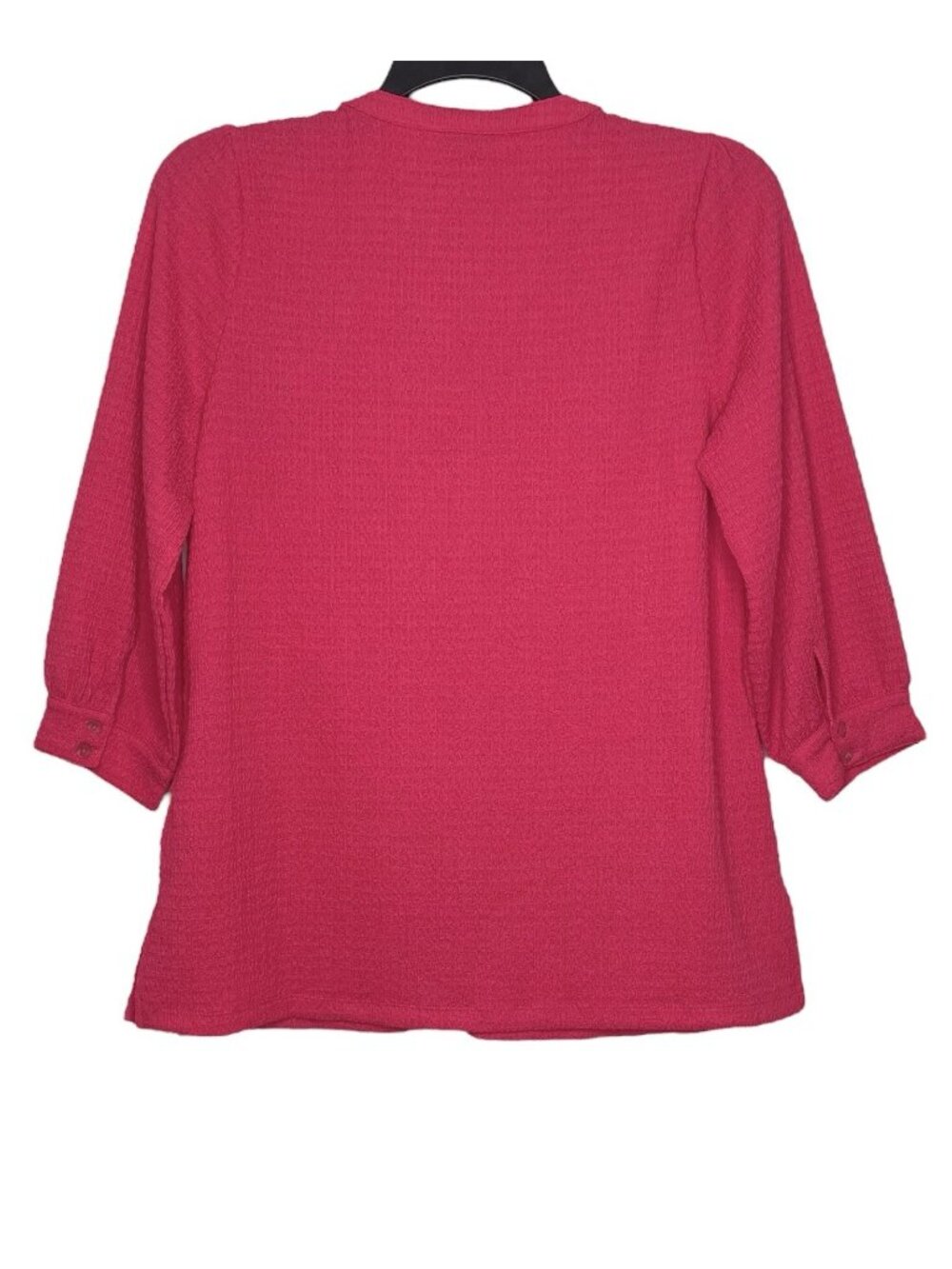 Isaac Mizrahi Live Blouse Size Small V-Neck 3/4 Sleeve Textured Knit Loose Fit - Picture 4 of 7